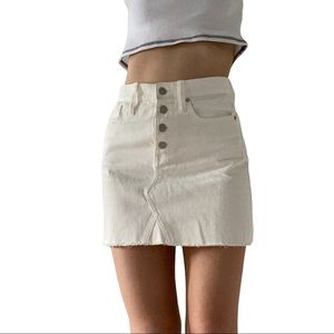 Madewell Stretch-Denim Straight Mini Skirt in Tile White